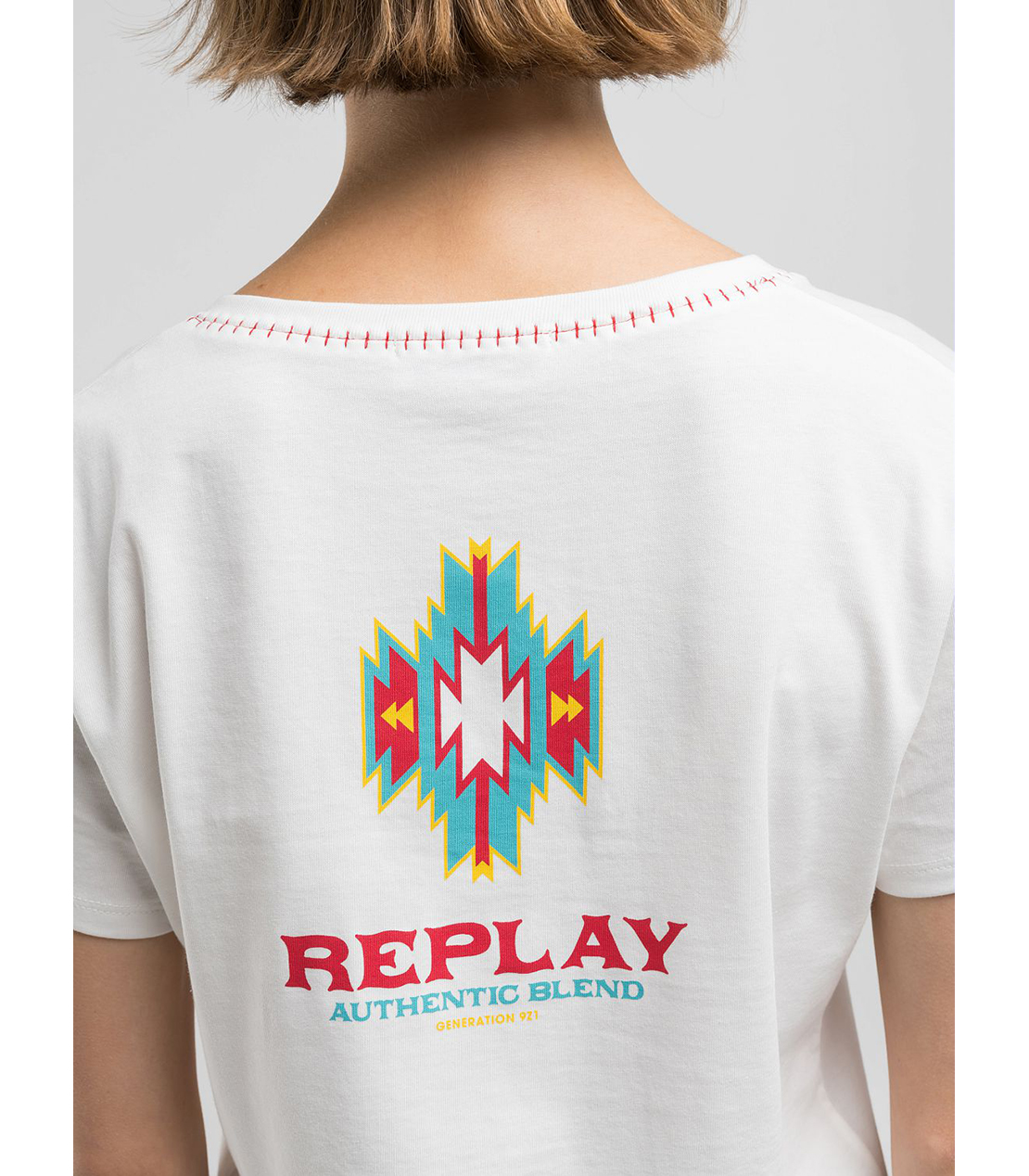 オーバーフィット幾何学模様のグラフィックTシャツ 詳細画像 ナチュラルホワイト 2